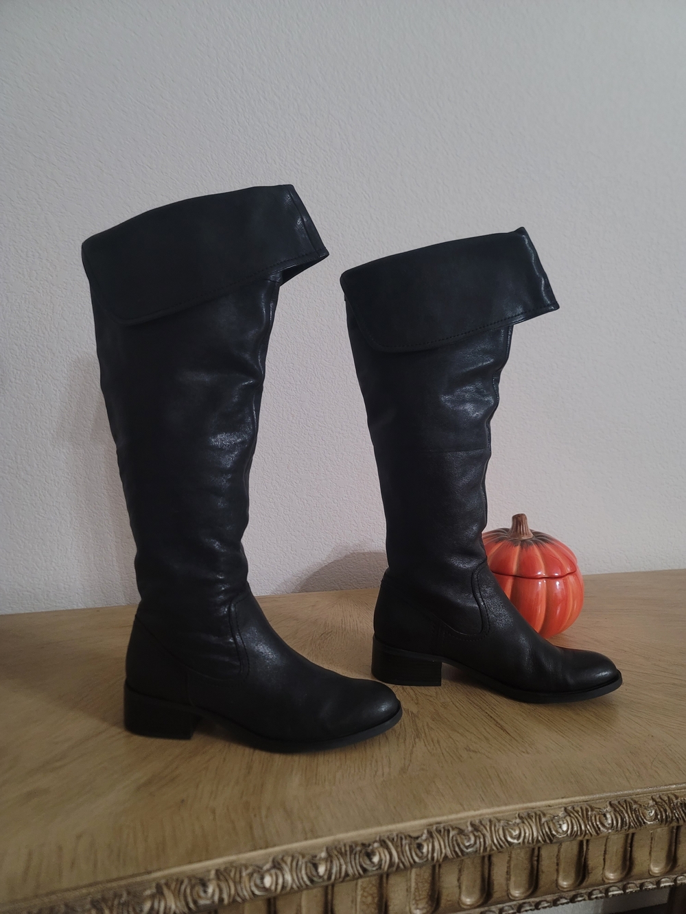 Jessica Simpson Black Over-the-Knee Fold-Over Riding Boots